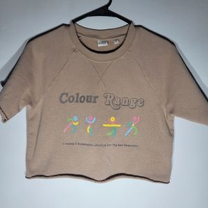 🌈COLOUR RANGE CROPPED SHORT SLEEVE SWEATSHIRT TOP🌈